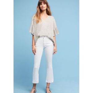 Anthropologie Pilcro high-rise cropped Flare Jeans White Size 29 Frayed